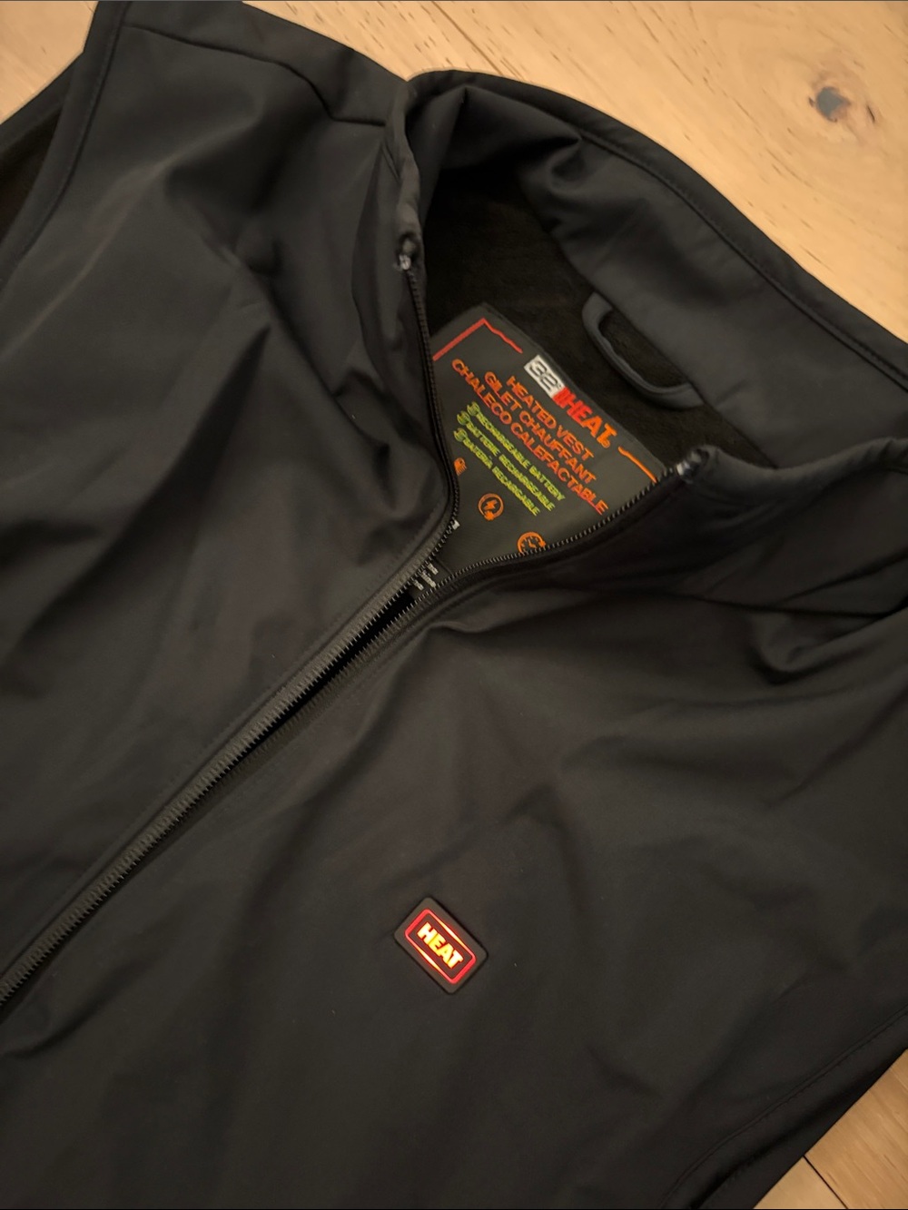 32 Degrees Black Heated Vest with Zip Front